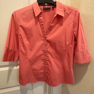 7th Avenue by New York & Company Peach Button-Front Top | Size M